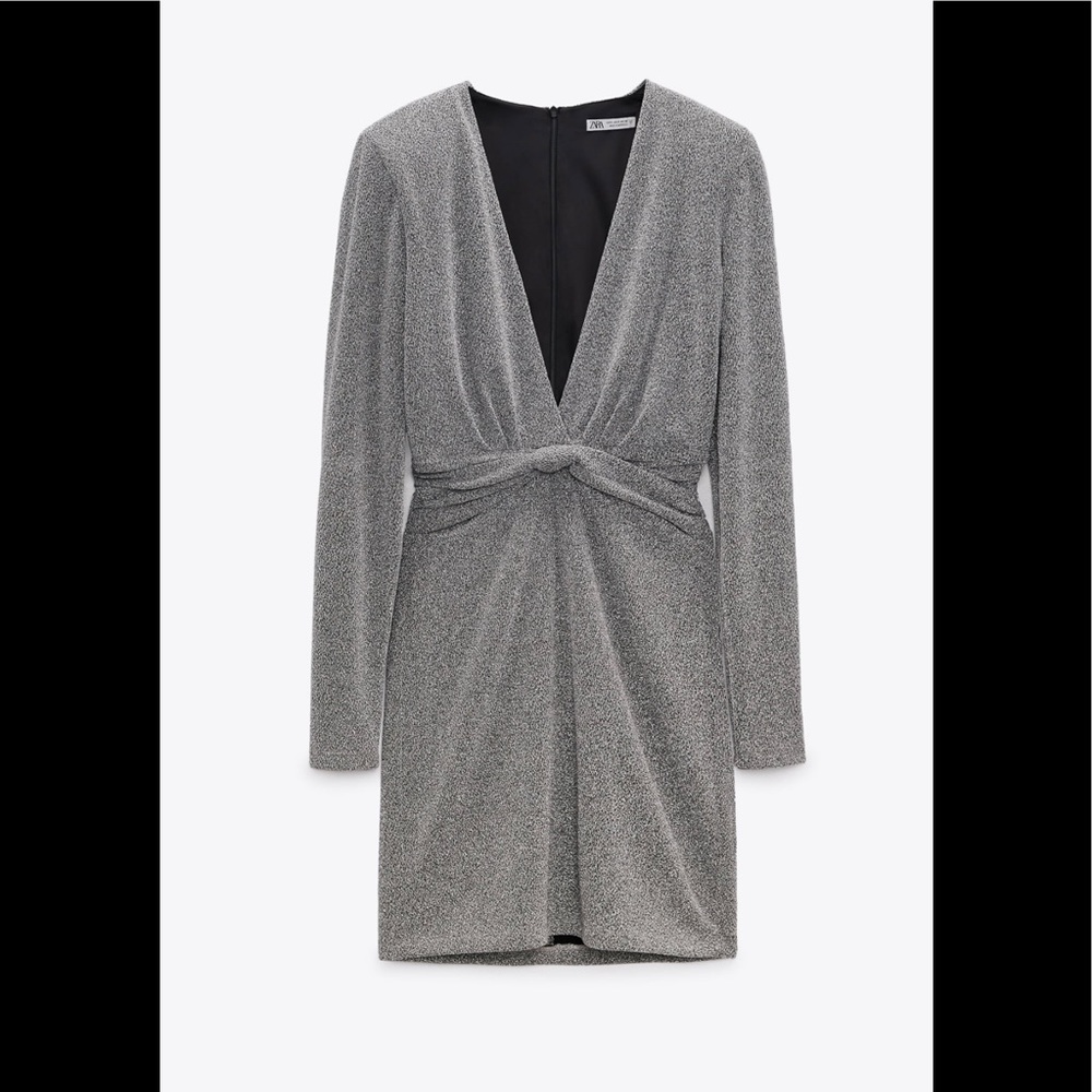 ZARA MINI DRESS WITH METALLIC THREAD